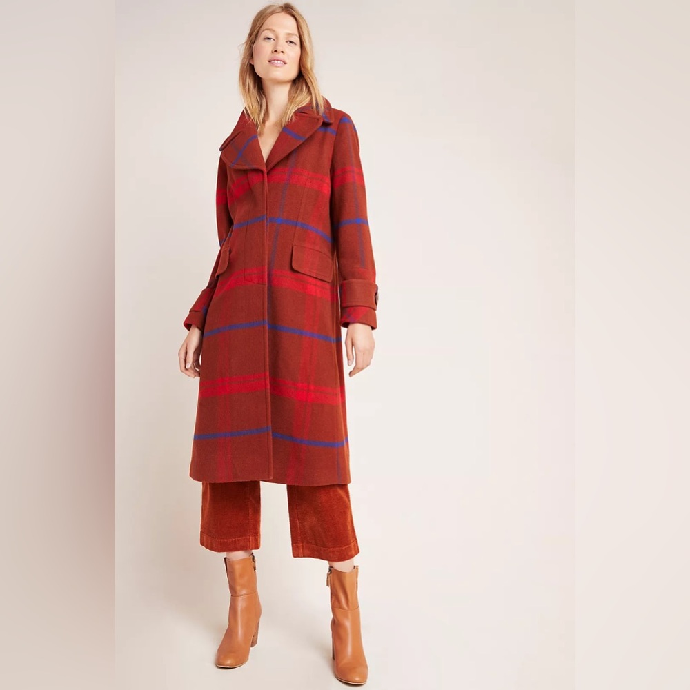 Anthropologie Plaid Jasper Coat